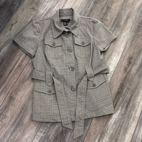 Sandro plaid belted safari jacket size small - Picture 2 of 9